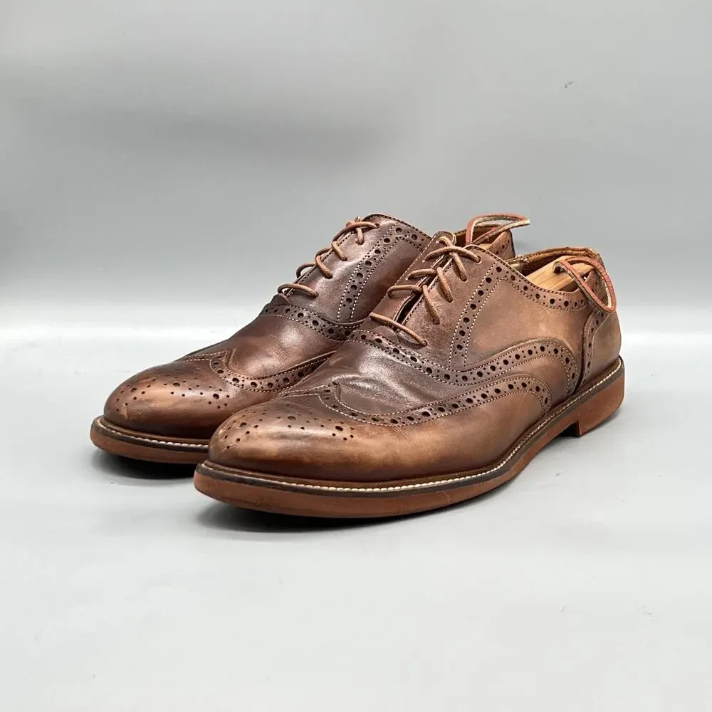 To Boot New York Shoes Mens 11 Brown Leather Wingtip Oxford Dress Brogue Lace Up